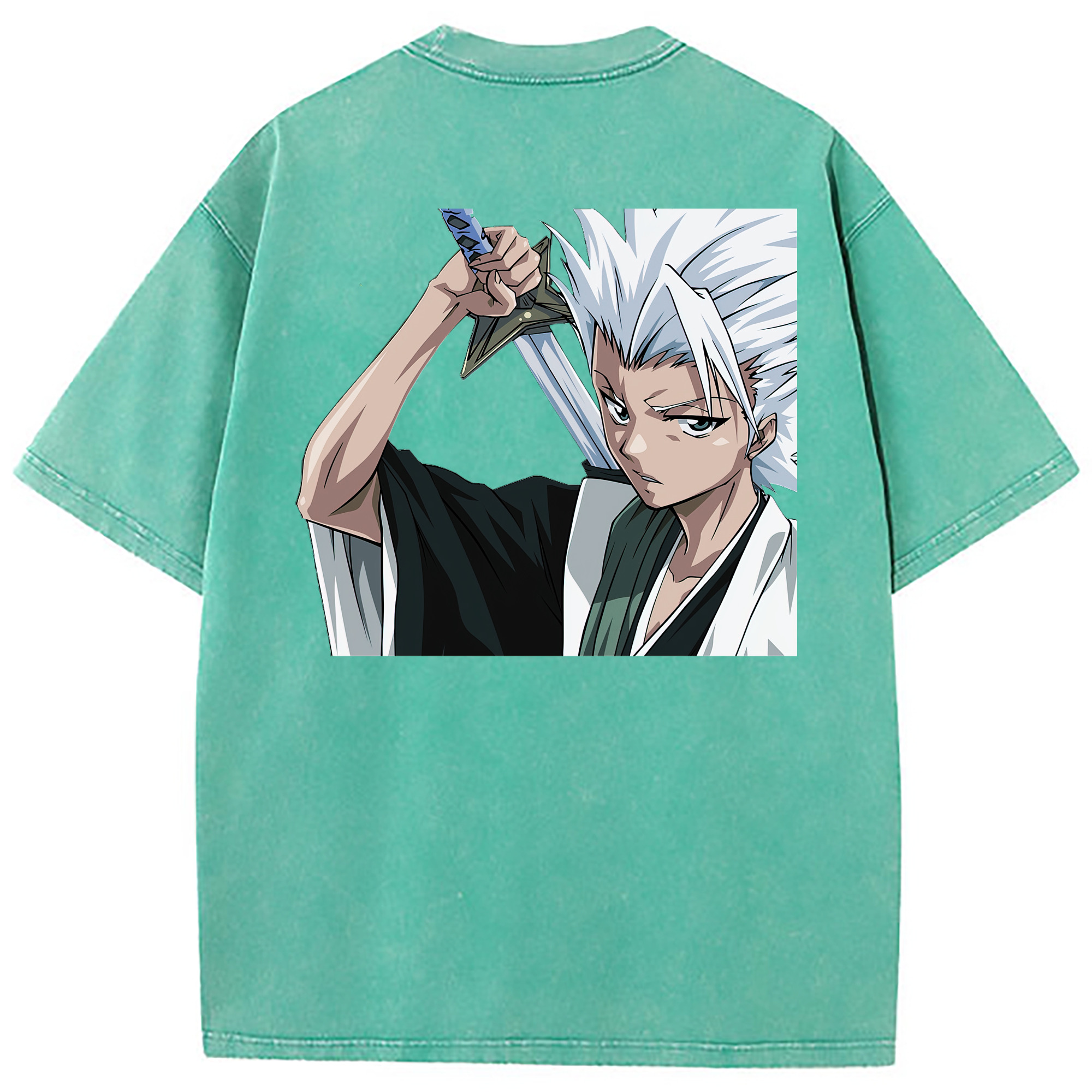 （画像用） ブリーチ 日番谷冬獅郎（ひつがや とうしろう） BLEACH Hitsugaya Toushirou 綿100% ヴィンテージ風 半袖Tシャツ（背面プリント）